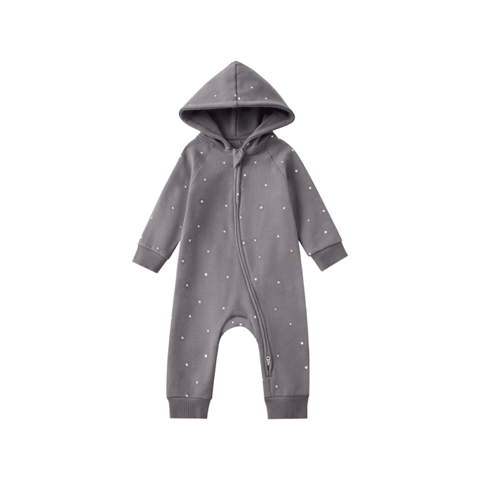 Baby Fleece Organic Cotton Bodysuit-Dark Grey 12-18M