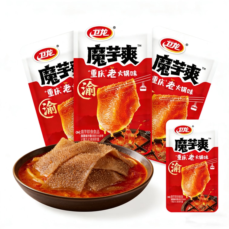 卫龙 魔芋爽 素毛肚 10g*10包 辣条 辣片 解馋零食 魔芋干【重庆老火锅味 】 9