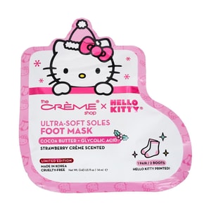 Hello Kitty Ultra-Soft Soles Foot Mask, 3 sheets - Cocoa Butter + Glycolic Acid【Limited Edition】