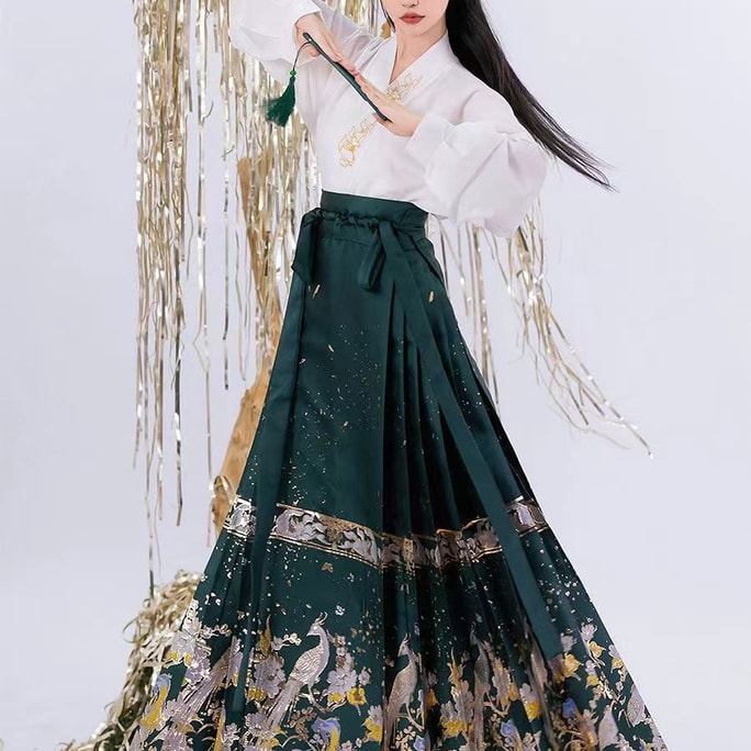 Summer New Chinese Ming Weaving Gold Horse Face Skirt Hanfu Set