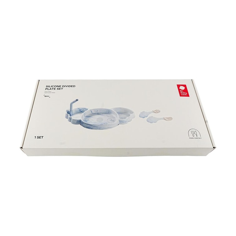 BC BABYCARE 베이비 3-in-1 실리콘 식기 세트(스푼, 포크, 빨대 포함, 블루) 6