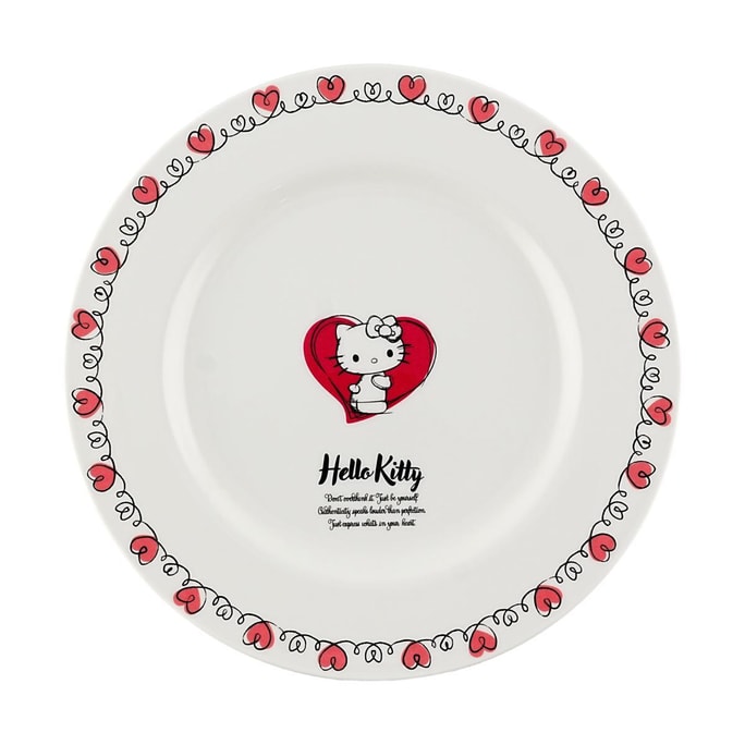 日本SKATER斯凯达 Hello Kitty 手绘风盘子 陶瓷餐具菜盘 23cm