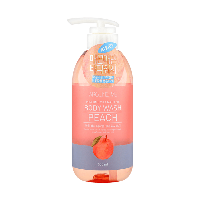 AROUND ME Peach-Scented Body Wash Natural Perfume Vita Aqua Body Wash- #Peach 16.91 fl oz