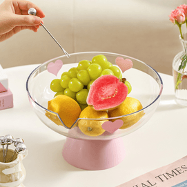 Heart-shaped Fruit Plate High-foot Tray Fruit Plate with Drainage Separable Fruit Plate 24cm