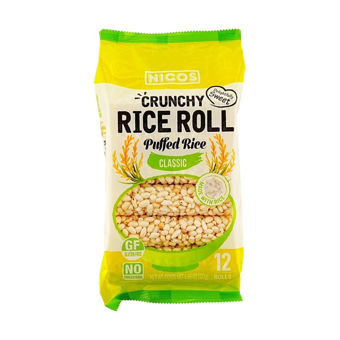 Crunchy Rice Roll,Puffed Rice, Classic Flavor, 12 Rolls 4.65 oz [Gluten Free]