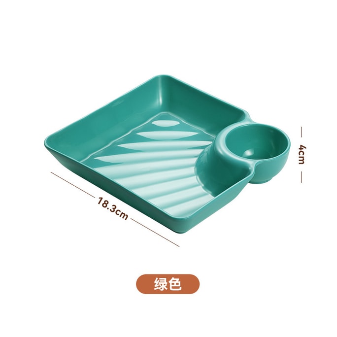 【中国直邮】FOXTAIL 方形饺子盘 沙拉盘塑料餐盘-绿色 1个 丨*预计到达时间3-4周