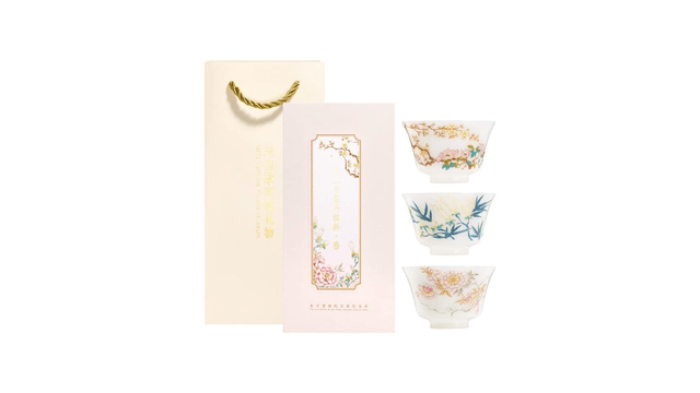 中国直送】故宮博物院文化創作商品：十二花柄茶碗と茶器セット