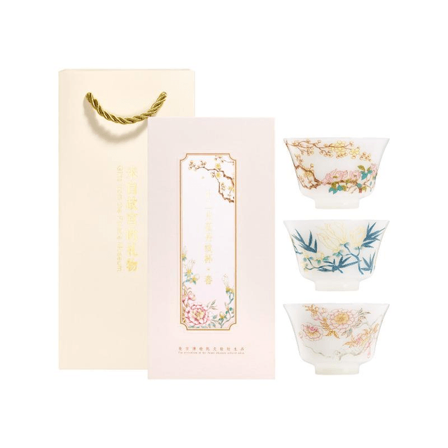 中国直送】故宮博物院文化創作商品：十二花柄茶碗と茶器セット