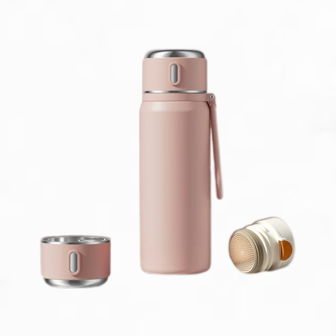 Insulated Cup 450ml Pink Stainless Steel Bottle With Leakproof Lid