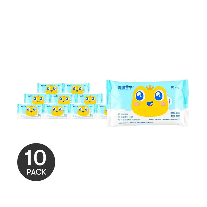 Colorful Fruit Encounter Sanitary Wet Wipes 10piecs *10【10 Packs】