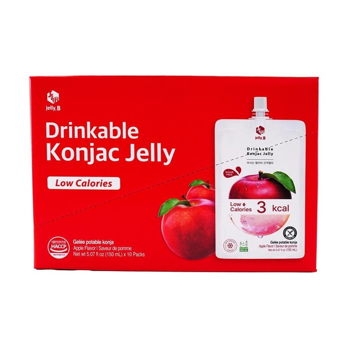 Konjac Jelly, Apple, 5.07 fl.oz.*10pcs -  Sugar-Free Zero Calorie & Low-Fat Satiety Snack