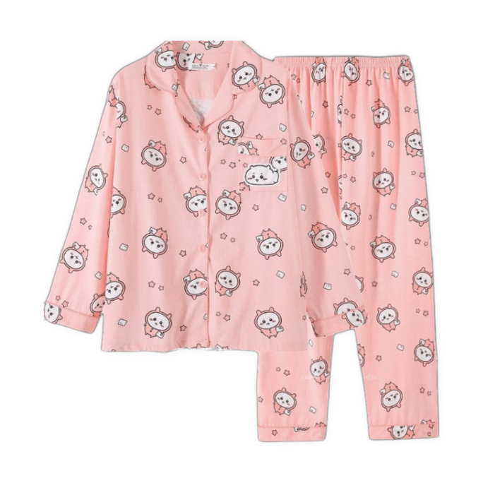 Chiikawa Pajamas Long Sleeve Cute Cartoon Student/Couple Home Wear Set Pink-Size XXL1Pc