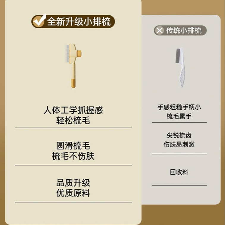 Pet Comb One-click Self-cleaning Cat Hair Detangling Brush De-shedding Tool Massage Comb Yellow One 1 pieces/bag 5