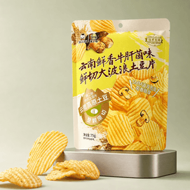 滇二娃 云南鲜香牛肝菌味鲜切大波浪土豆片 薯片 75g【云南高原土豆】【整颗原切】