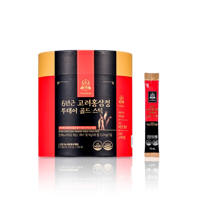 韩国6 Year Goryo Red Ginseng Extract Gold Stick 韩国红参浓缩液10ml x 100p + Shopping bag