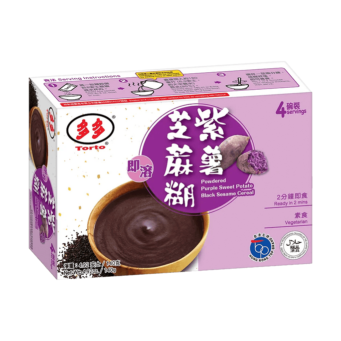 香港多多  紫薯芝麻糊 2分钟即食速食代餐甜品  4碗装140g