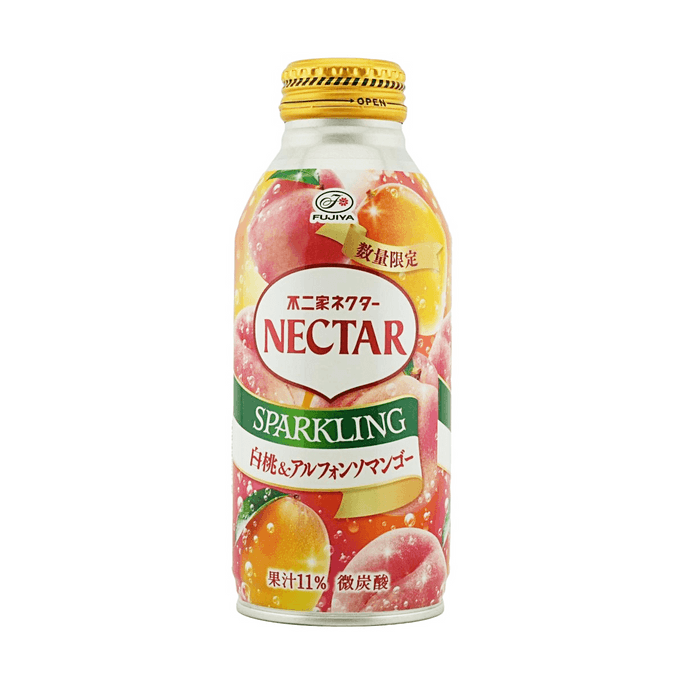 Nectar Sparkling White Peach & Alphonso Mango Soda 12.85oz [11% 과일 주스] [약간 탄산]