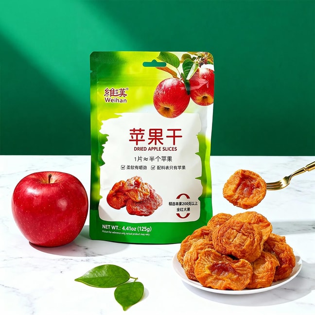 Dried Apple Slices, 4.41 oz【No Additives】【Healthy Snack】