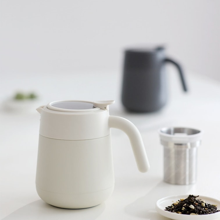 Thermos Flask Household Hot Water Kettle Tea Separator Steeping Teapot 316 Stainless Steel 800ml Black-Gray Single Unit 4