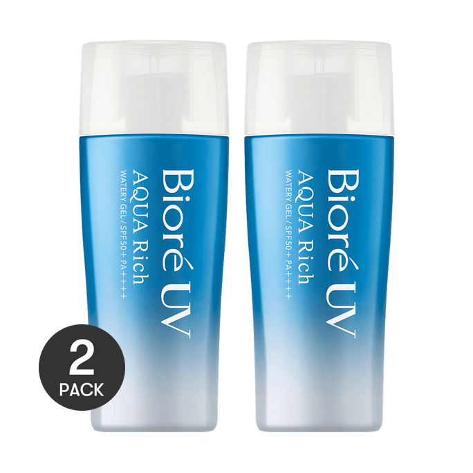 Biore UV Aqua Rich Watery Sunscreen GEL,Blue Bottle Sunscreen SPF50+/PA++++ 70ml *2【Value Pack】