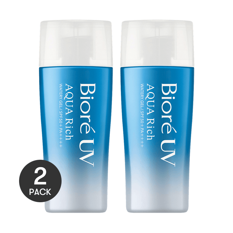 Biore UV Aqua Rich Watery Sunscreen GEL,Blue Bottle Sunscreen SPF50+/PA++++, 2.4 fl oz *2【Value Pack】 3