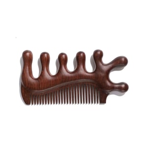 Sandalwood Massage Comb Meridian Comb Universal Acupoint for the body Scraping Acupoint Massage Hair Smoothing Sandalwood Massage Comb Five-Tooth Round Head