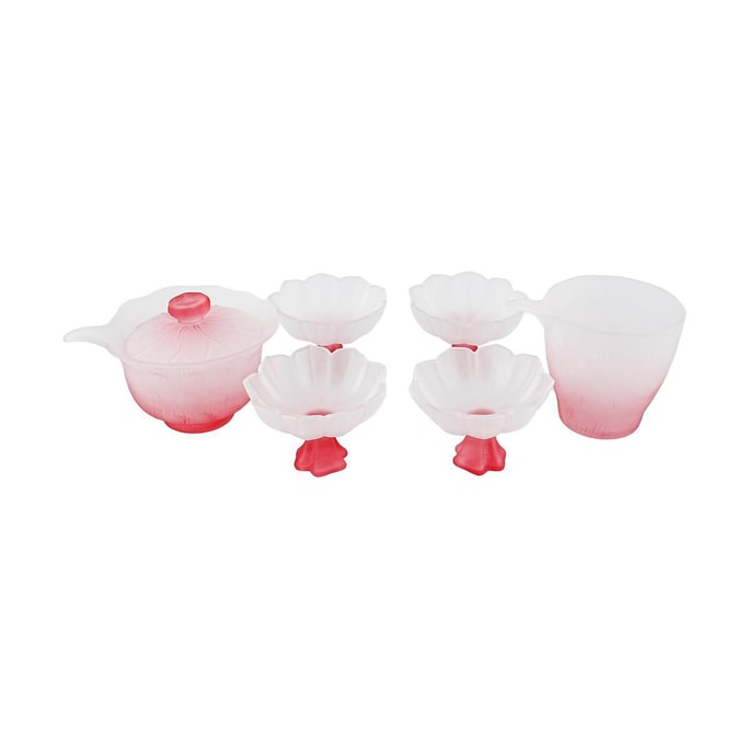 川島屋 功夫茶具套裝 耐熱玻璃杯子 蓮花蓋碗6件套