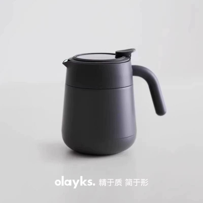 【中国直邮】 OLAYKS 保温壶家用暖水壶茶水分离焖茶壶泡茶壶316不锈钢800ml 黑灰色 一个装