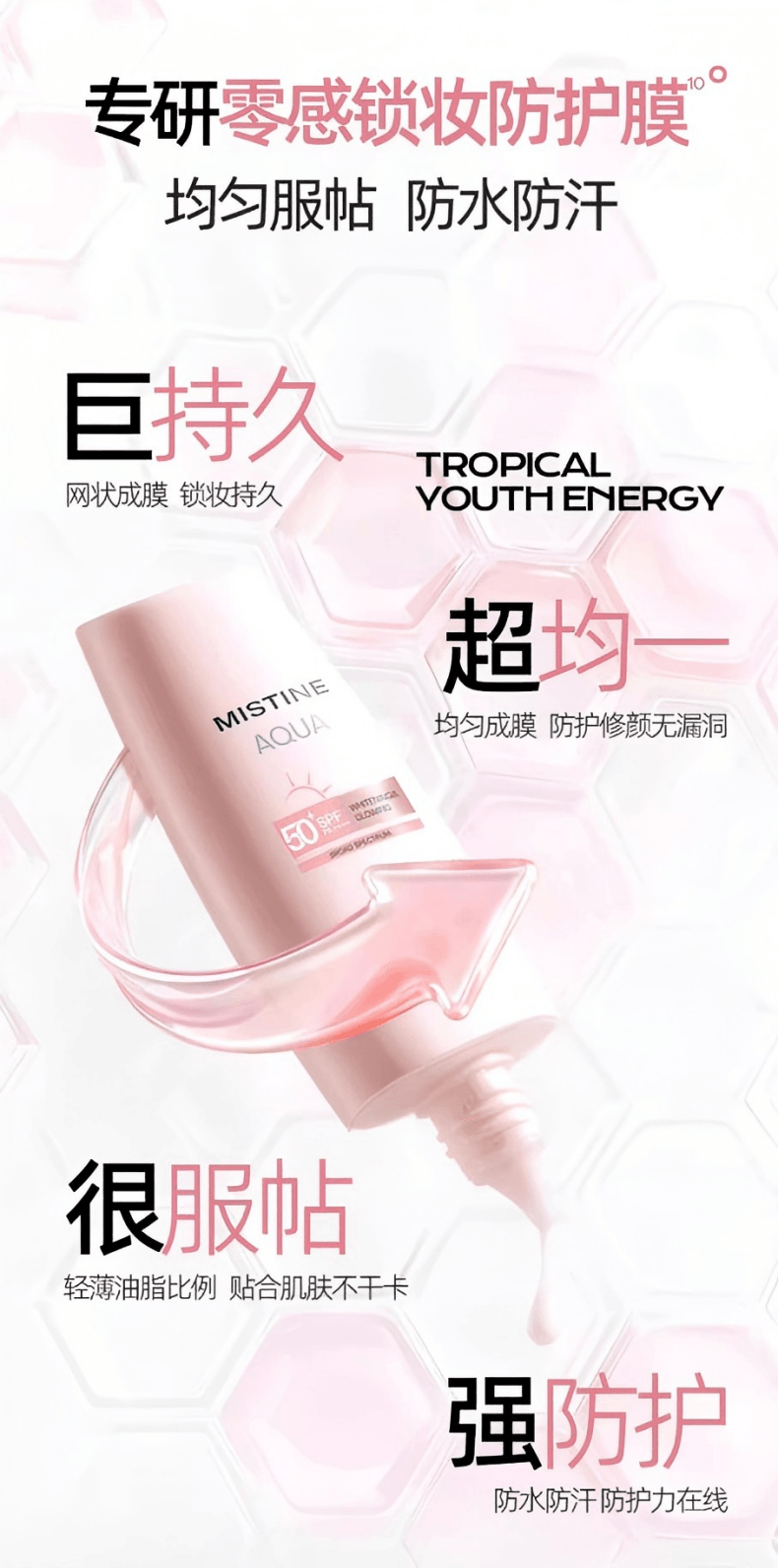 【中國直郵】 泰國 蜜絲婷 小粉帽 SPF50 PA++++ 【0酒精】 素顏霜隔離妝前乳三合一 自然遮瑕 美白防曬乳 40ml