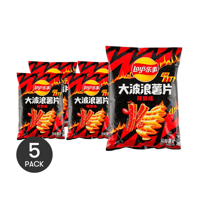 Wavy Potato Chips,Latiao Spicy Strip Flavor, 2.47 oz *5【5 Packs】