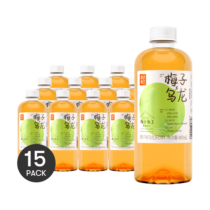 Plum Oolong Tea, Fruit Tea with Real Fruit Juice, 16.5 fl oz*15【15 Packs】