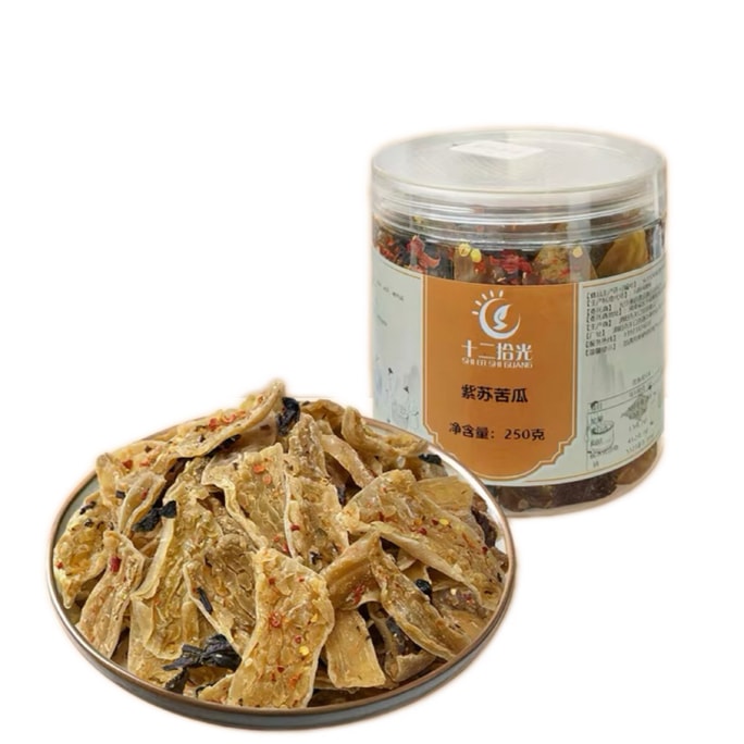 【中国直邮】 十二拾光 湖南特产苦瓜干即食网红小吃紫苏味休闲小吃紫苏苦瓜250g*1瓶