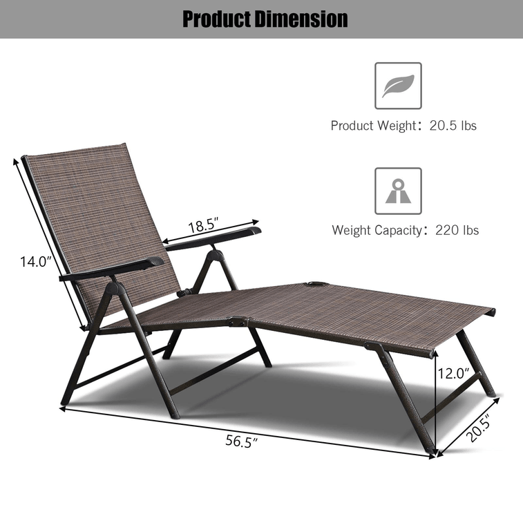 80  Adjustable Chaise Lounge Chair with 5 Reclining Positions 3