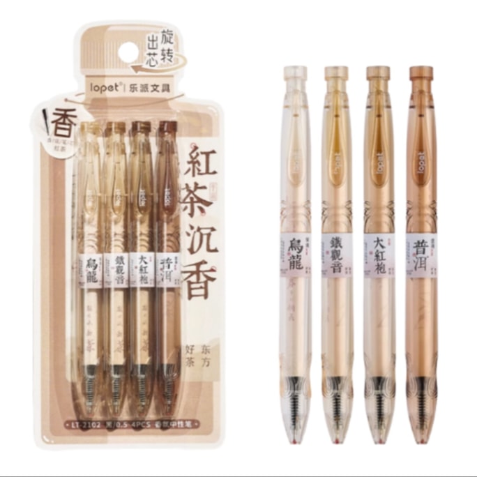 Quick Dry Fragrance Gel Pen Set Tea Scent 0.5mm 4Pieces