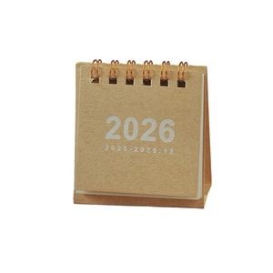 TIMESWOOD ‌✨巴掌大的2026时光管家 MUJI无印风迷你台历 2026年台历简约迷你便携日历无印风桌面摆件打卡计划本小台历 米黄色 1个
