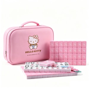 Cat Mini Mahjong Red Gift Box KT Cat Home Hand Rubbing New Year Pink Co Branded Mahjong Pink 30 Small Mahjong+Soft Bag+Original Pad Set