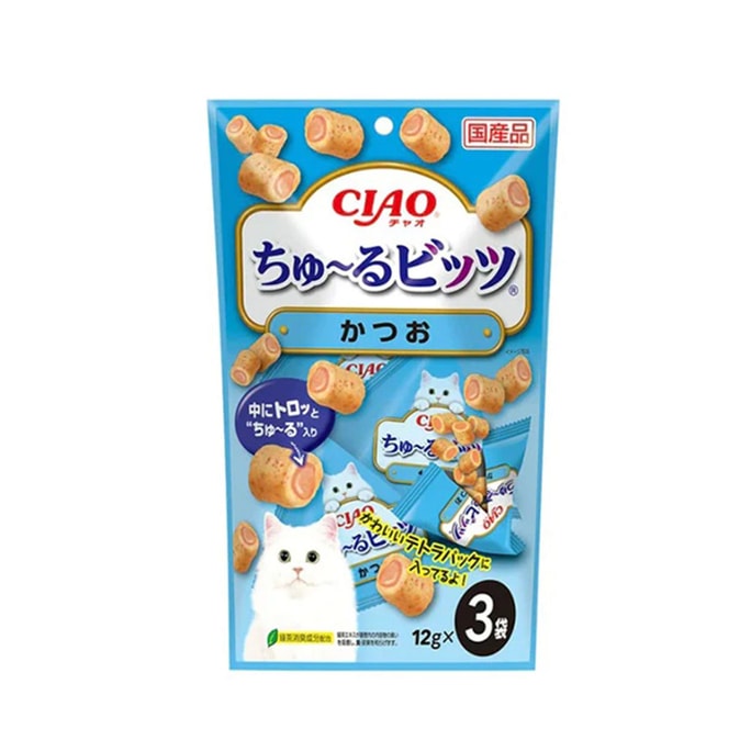 INABA CIAO Sandwich Meat Biscuits Cat Snacks Bonito Flavor 12g*3 Pack