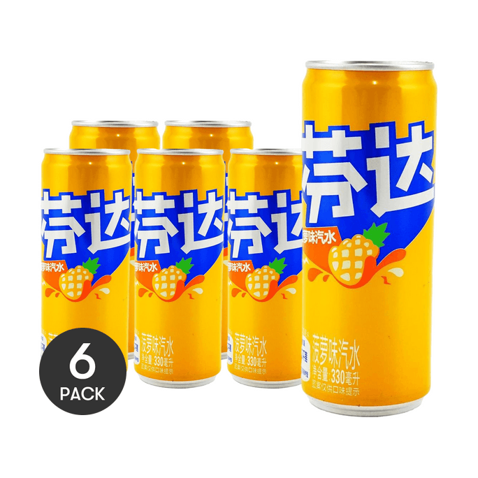 Pineapple Flavor Soda,11.16 fl oz *6【6 Packs】