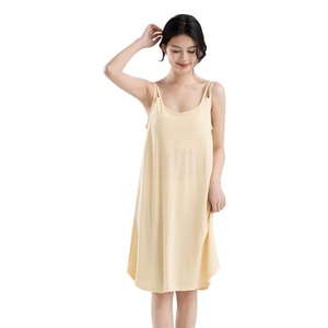 New Minimalist And High-end Double Shoulder Sleeveless Home Gown And Nightgown Lemon Yellow M