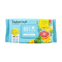 日本BCL SABORINO 60秒懒人 早安面膜 3合1抽取式醒肤补水晨间面膜 果酸清洁去角质 #西柚香型 28片入