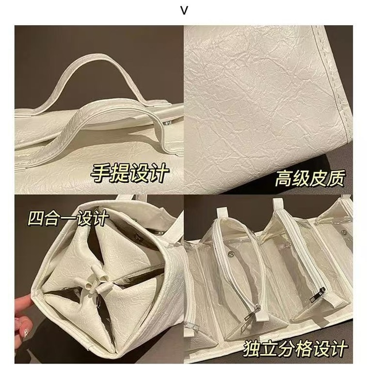 【中国直邮】 同源甄选 化妆包女 高端化妆品 分区收纳包 奶咖色1个 5