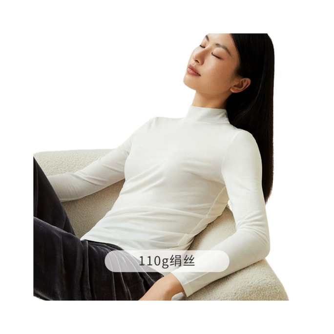 [中國直郵] JINSANT 金三塔 桑蠶絲秋冬女打底衫簡約保暖內衣NZFDC720#白色(半高領) 160M號