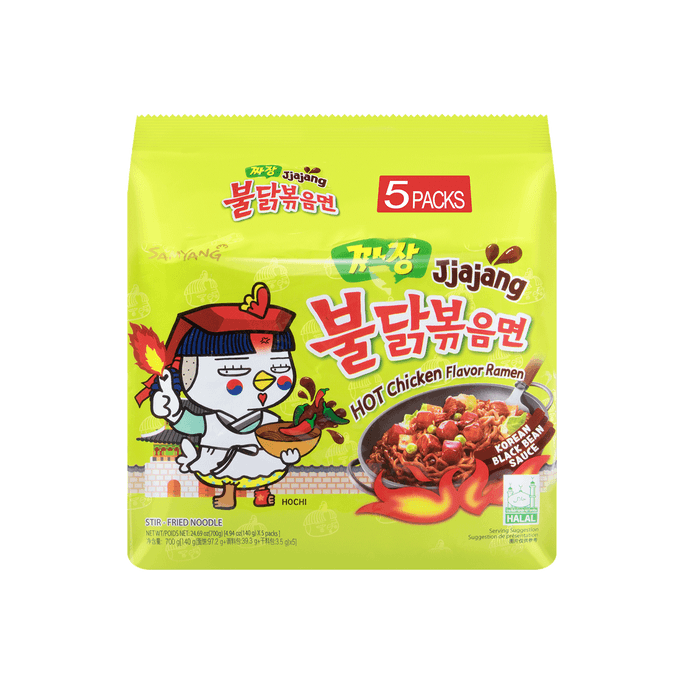 Korean Jjajang Stir-Fried Ramen Hot Chicken Flavor 5 Packs* 4.94oz
