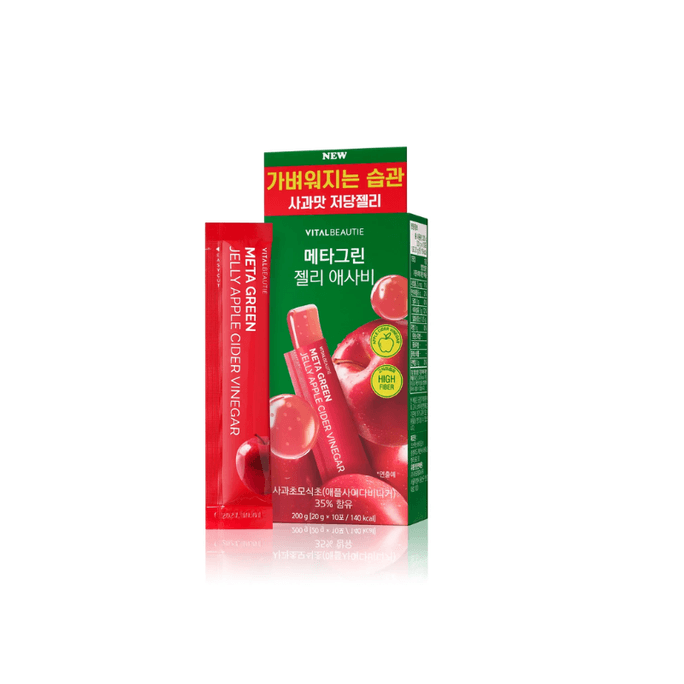 【Expédition directe de Corée】 Corée VITALBEAUTIE Nouvelle gelée de vinaigre de cidre de pomme Meta Green saveur pomme fibres alimentaires gelée prête à manger 20g × 10 bâtonnets