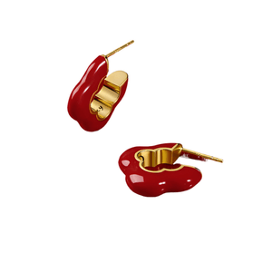 [중국 직배송] ZENGLIU 여성용 레드 스터드 귀걸이, 우아하고 세련된 디자인, 말띠 해 행운의 네잎클로버 귀걸이 + 말띠 해 선물 상자 *1쌍