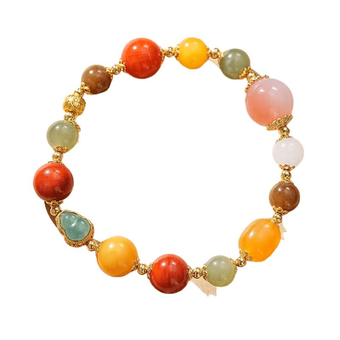 Dunhuang Research Institute Nanhong Duobao Hotan Jade Duobao Bracelet Colorful Hand String Fu Zhi Xin 14-16cm