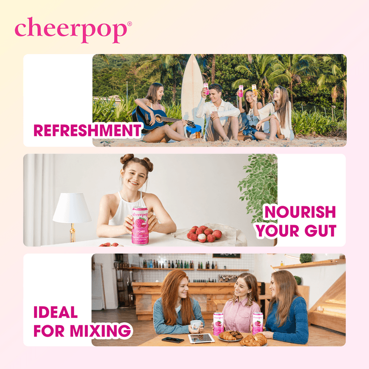 Cheerpop Lychee Sparkling Fruit Juice Blend – Prebiotic, Probiotic & Postbiotic Functional Beverage – Real Fruit Juice – Gluten Free – No Caffeine – 11 Fl Oz – Pack Of 12 5