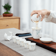 Sujin Lianhua Tea Set, 9-Piece Kungfu Tea Set for 6 People
