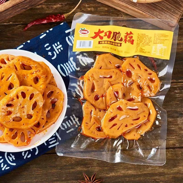 口水娃 大刀脆藕 香辣味 黑鸭味 鲜藕制作 卤汁入味 鲜嫩脆爽 香脆可口 100g*2袋 6