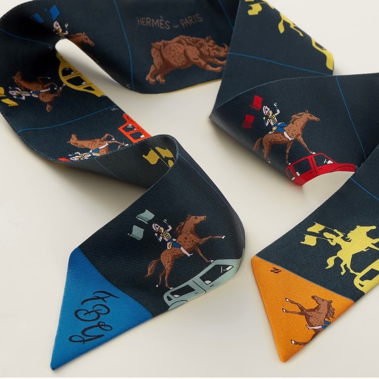 ❤未使用品❤カレ45 ライトブルーxネイビー ひまわり エルメス